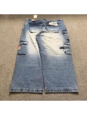 Vintage Y2K Deadstock Akademiks Heavyweight Jeans with a crazy fade and cargo